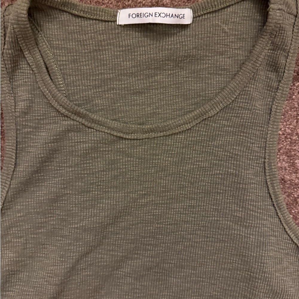 Olive Green Ribbed Tank Top - Picture 3 of 4